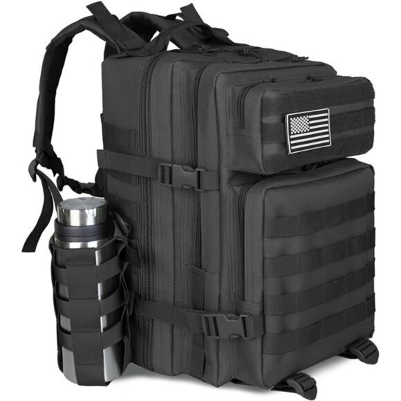 45L Tactical Backpack Molle Military Hiking Camping Bug Out Bag Black Large - Picture 1 of 7